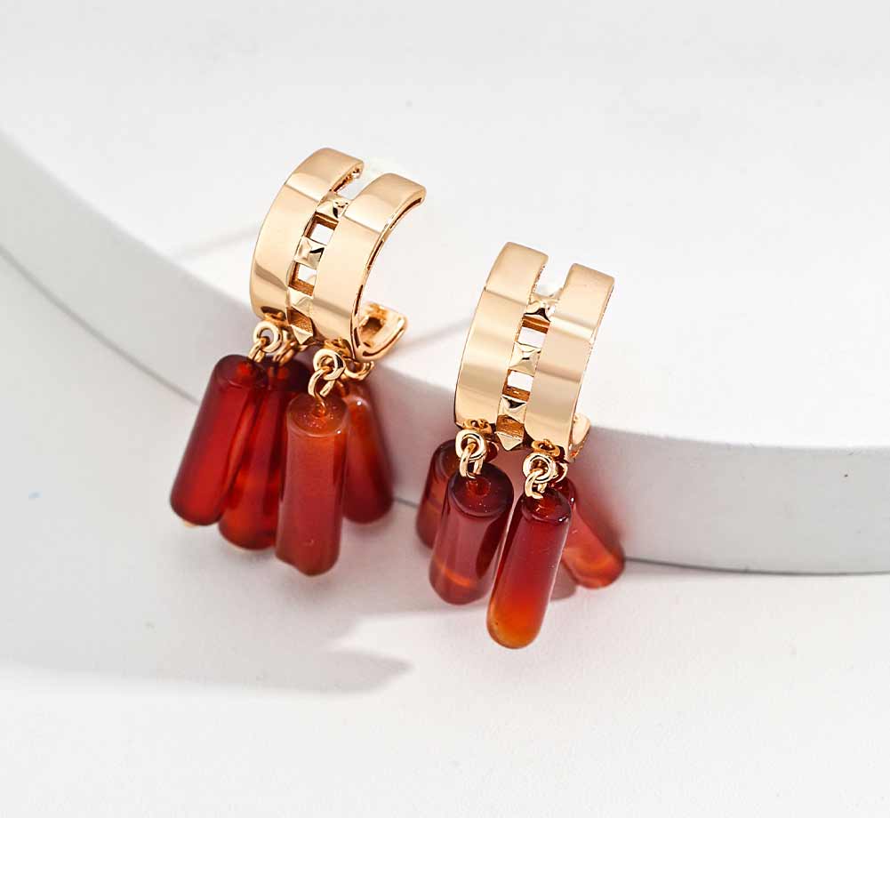 925 Silver Women Agate Earring