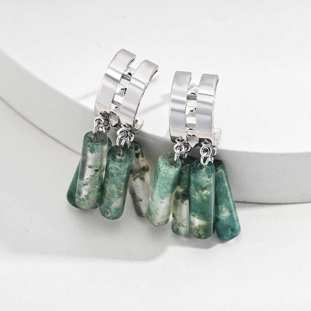 925 Silver Women Agate Earring