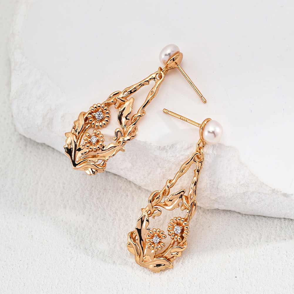 925 Silver Vintage Natural Pearl Earrings Women Earring