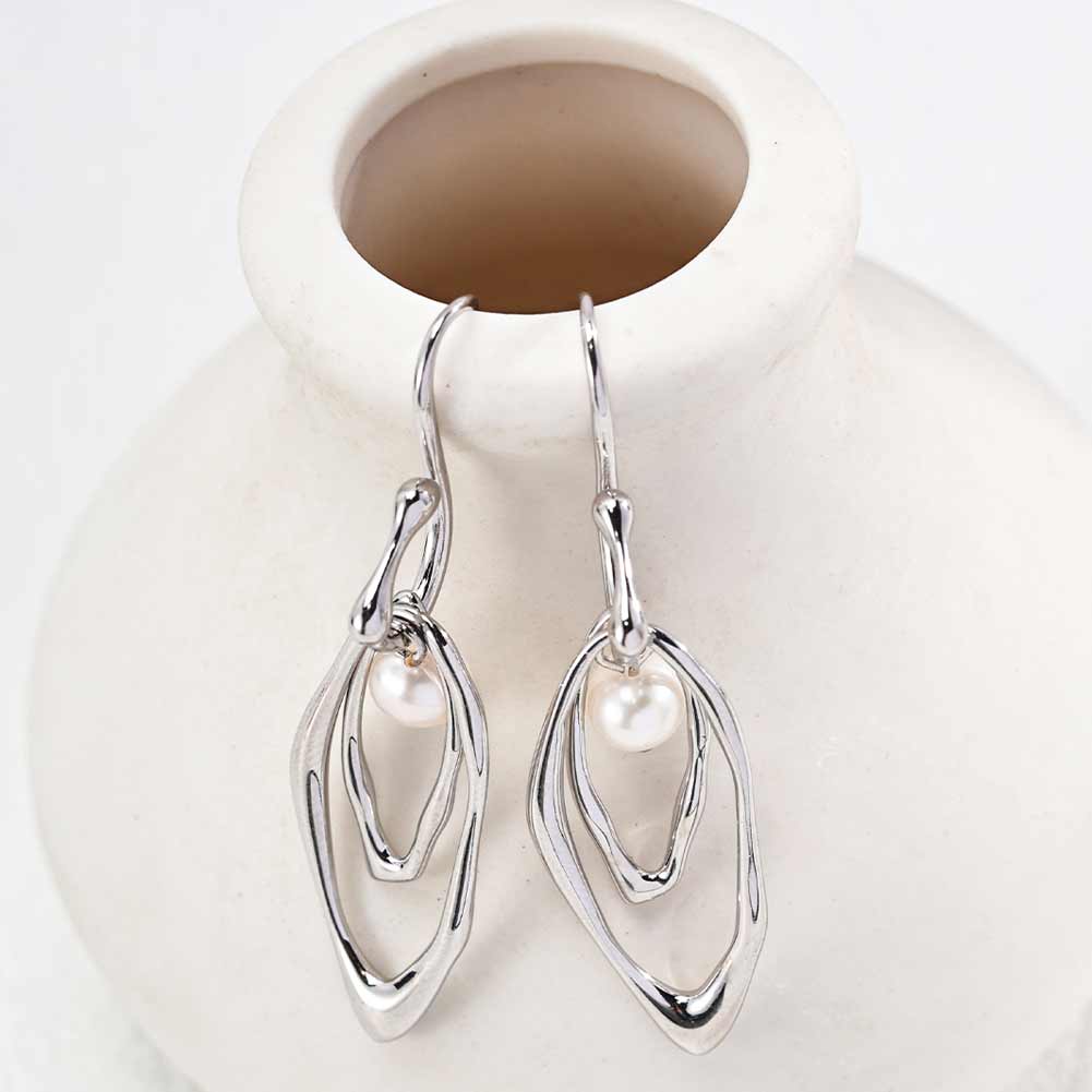 925 Sterling Silver Natural Pearl Earrings Women Party Earring